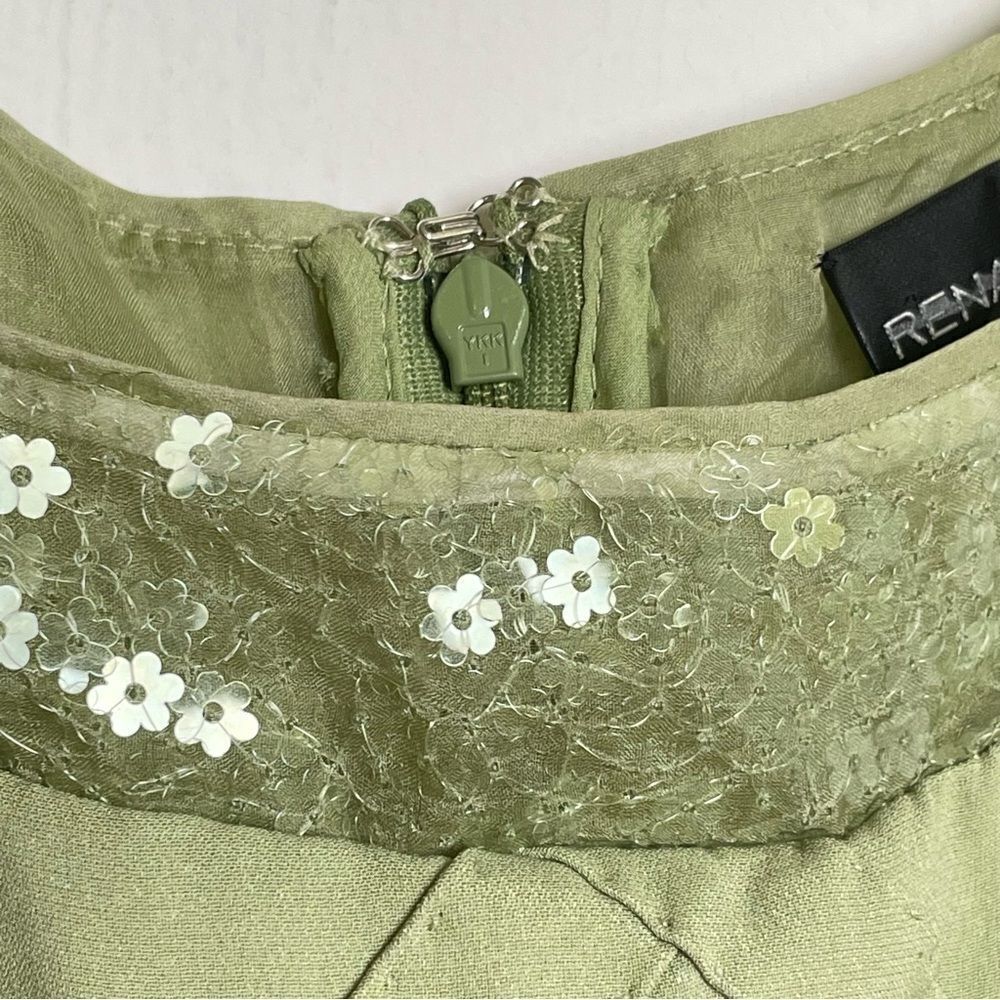 RENA LANGE Y2K Sleeveless Midi Silk Dress Floral Sequins Fairy Ethereal Formal - Picture 7 of 17